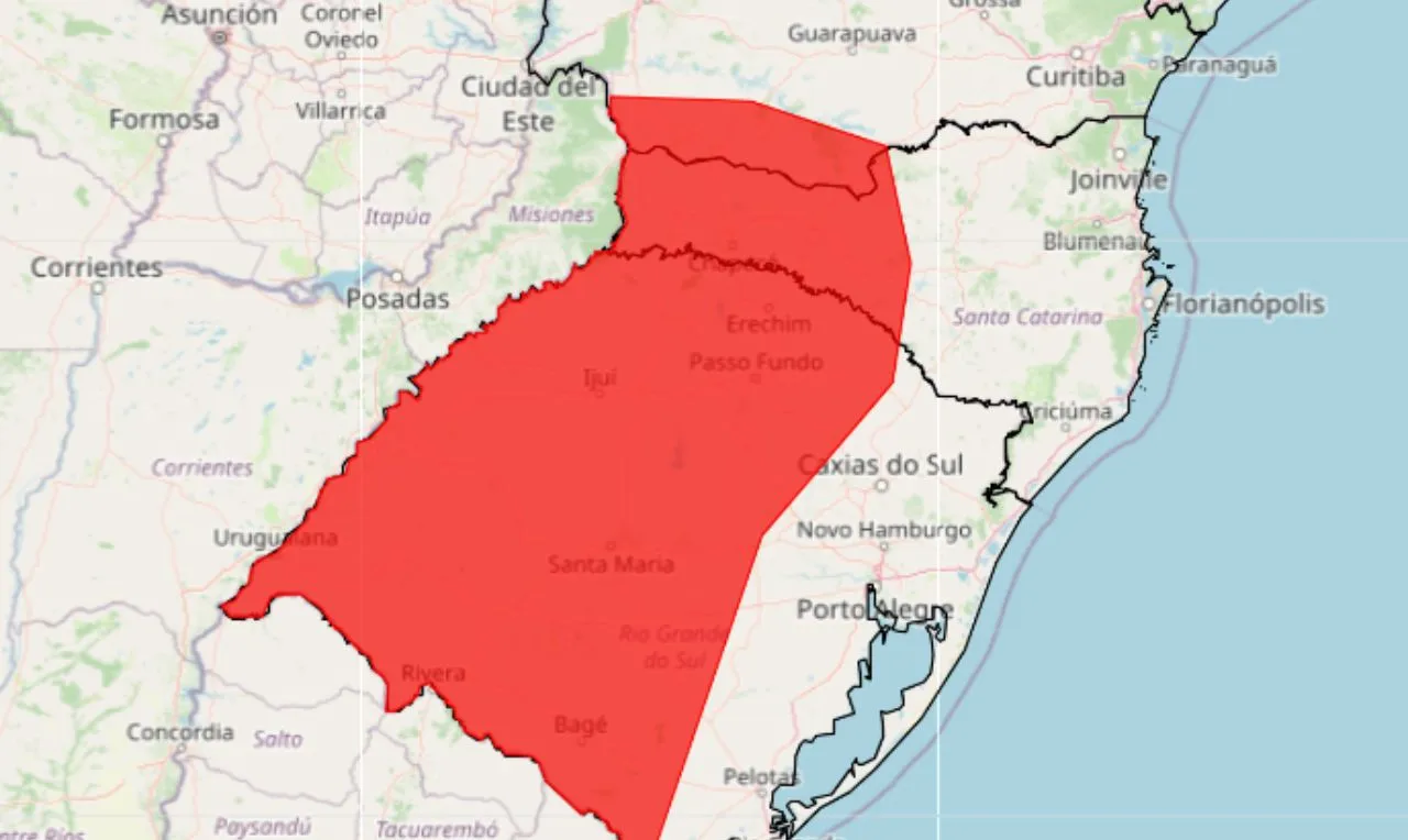 o mapa mostra &agrave;s &aacute;reas em alertas para onda de calor
